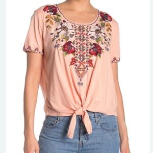 Johnny Was Beatriz embroidered Knot top